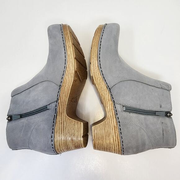 Dansko Maria Gray Nubuck Clog Ankle Boot Women Size 38 US 8.5 Zip Comfort Shoe - Picture 8 of 9